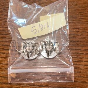 Silver Ram Skull 5/8 gauges